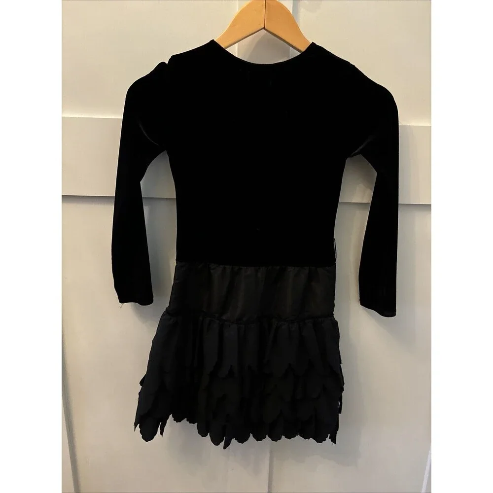 Girls The Children’s Place TCP Black Velvet Winter Christmas Tiered Dress 6X - 7